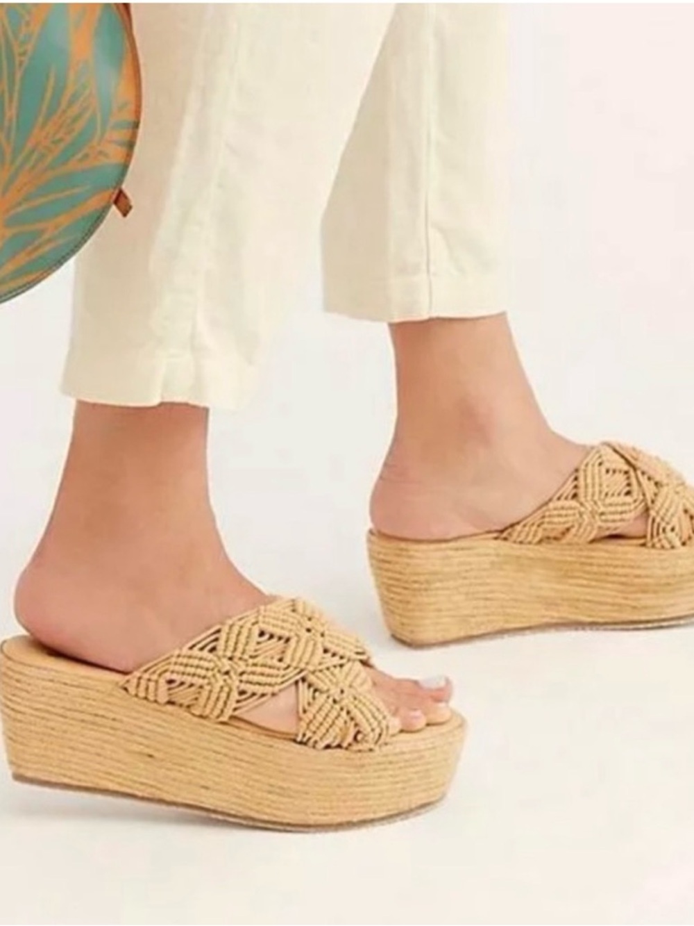 Free People Highline Crochet Platform Slide Sandals